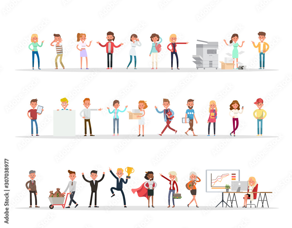 Set of business people working in office character vector design no4