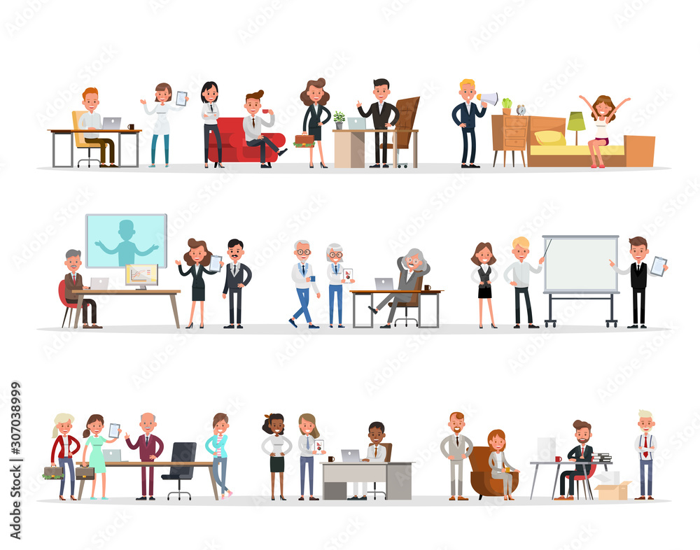Set of business people working in office character vector design no7 Set of business people working in office character vector design no7