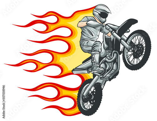 motocross rider ride the motocross bike vector illustration