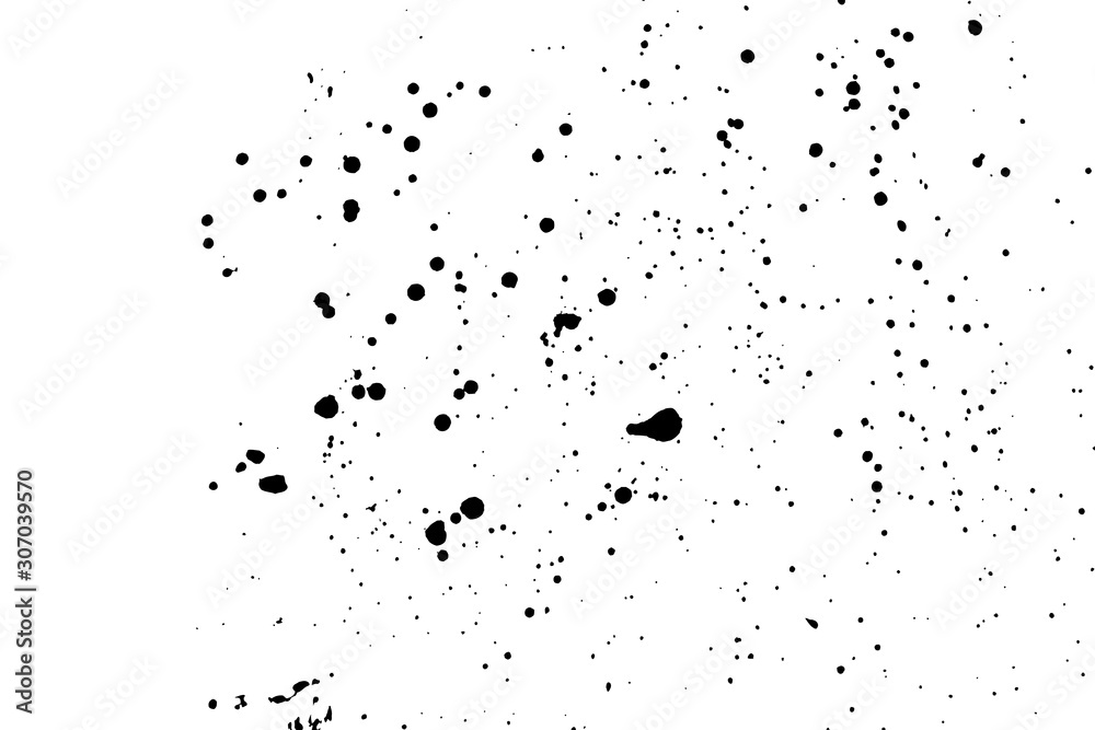 Grainy grunge abstract texture on a white background. Paint spray, drop. Black ink blow explosion on white background. Splatter of calligraphy ink in black on white background. Vector. Grainy grunge abstract texture on a white background. Paint spray, drop. Black ink blow explosion on white background. Splatter of calligraphy ink in black on white background. Vector.