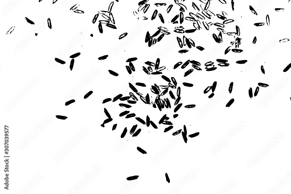 Grunge rice background. Handmade random pattern of rice explosion on the flat surface or table. Top view. Vector. Grunge rice background. Handmade random pattern of rice explosion on the flat surface or table. Top view. Vector.