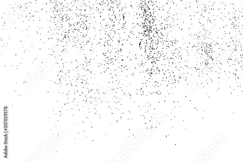 Abstract grainy texture isolated on white background. Top view. Dust, sand blow or bread crumbs.Silhouette of food flakes such as salt or almond or wheat flour spread on the flat surface or table.