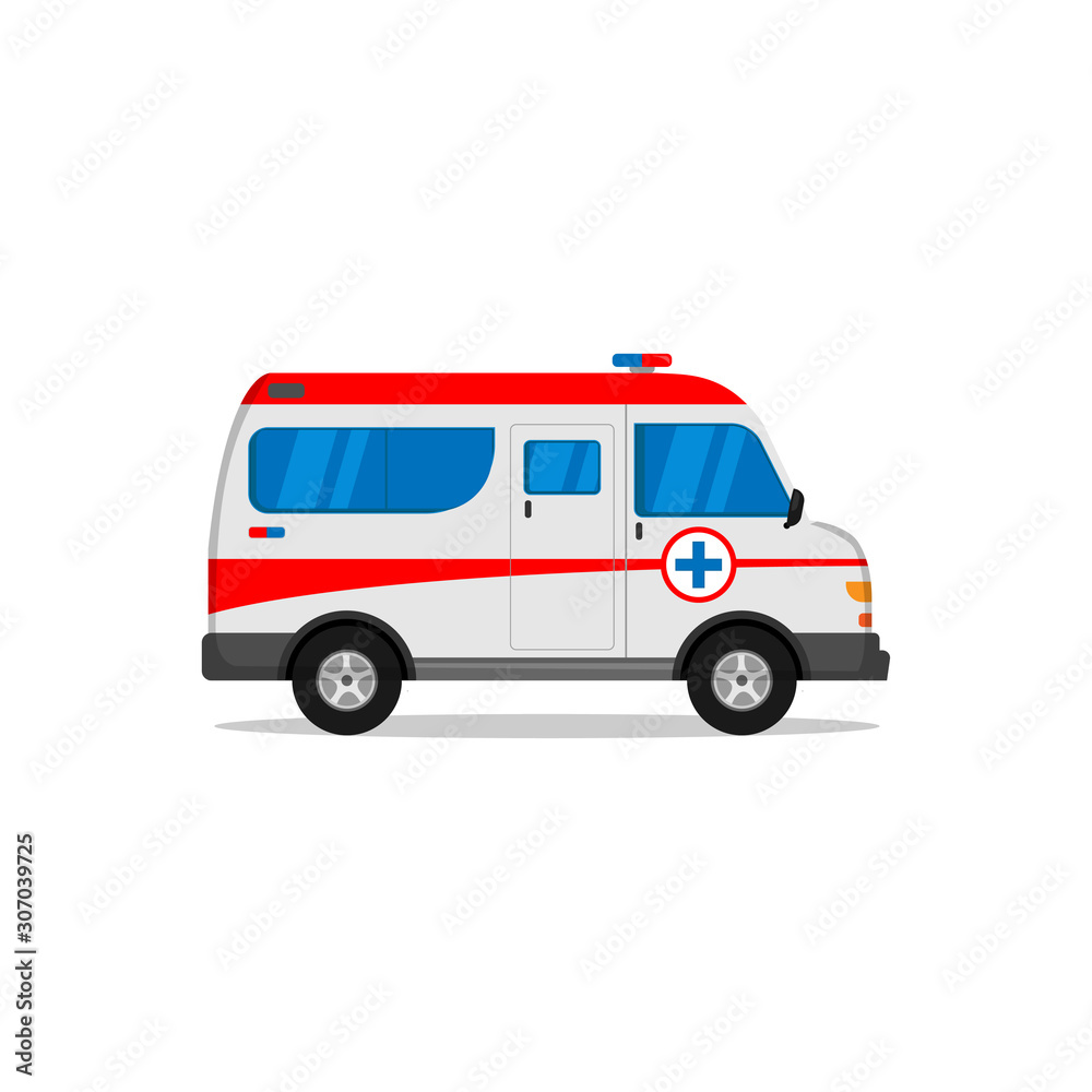 ambulance vector design with white and red