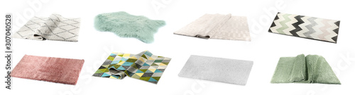 Fotografie Set of different carpets on white background