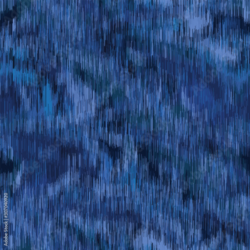 Dark Blue Blotched Background. Water Blot Effect Dye Indigo Texture. Bleached Resist Mottled Seamless Pattern. Marbled Ikat Swirl Textile. Japan Indonesian Allover Print. Vector Repeat Tile Eps 10
