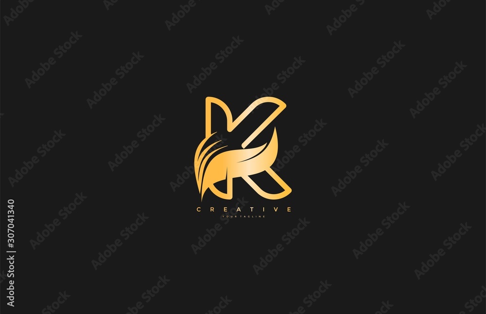 Initial Letter K Monogram Swoosh Leaf Logo Icon Design Vector Illustration Initial Letter K Monogram Swoosh Leaf Logo Icon Design Vector Illustration
