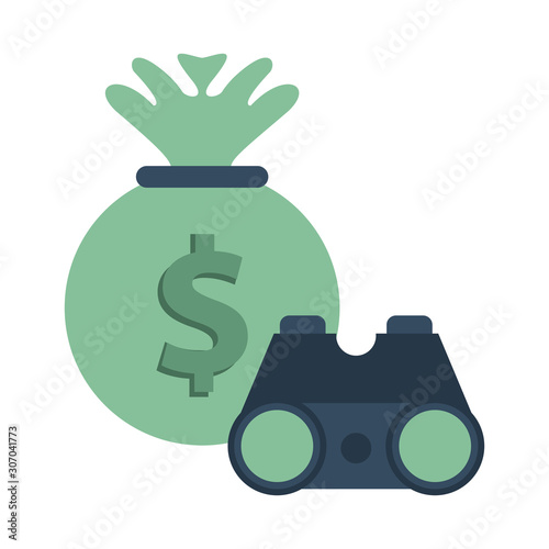 money bag with binoculars device