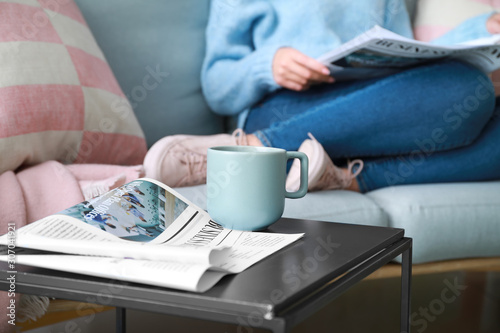 Newspaper and cup of coffee...