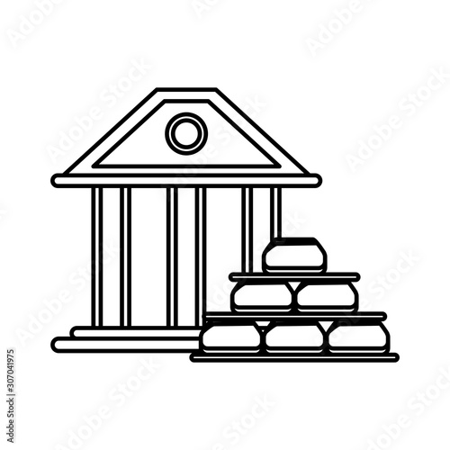 gold bullion pyramid with bank building