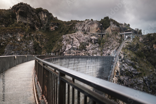 Massive Gordon dam water reservoir in Tasmania