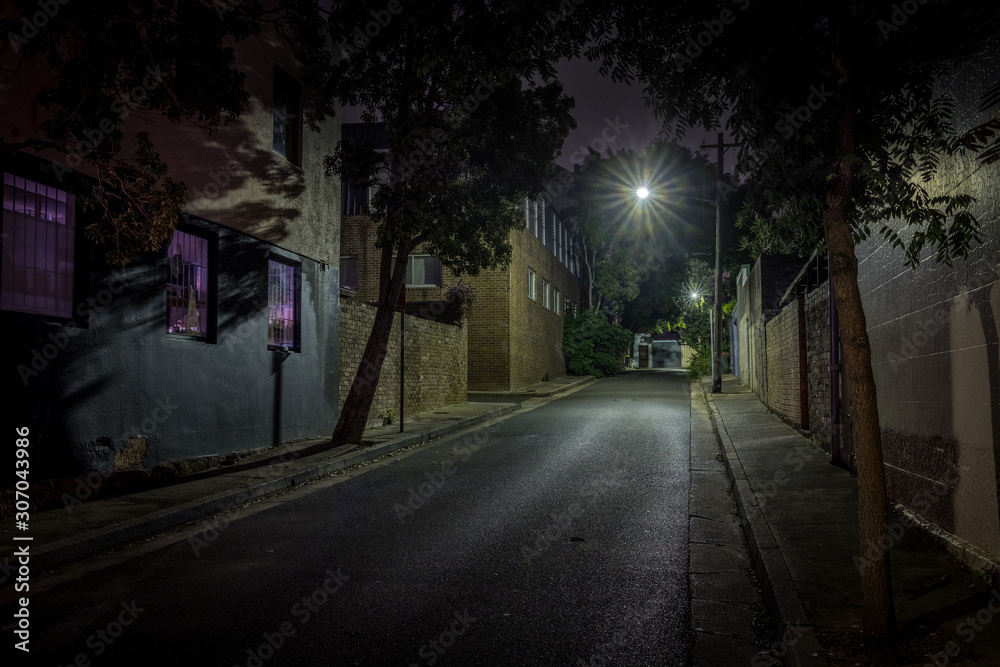 empty back street at night
