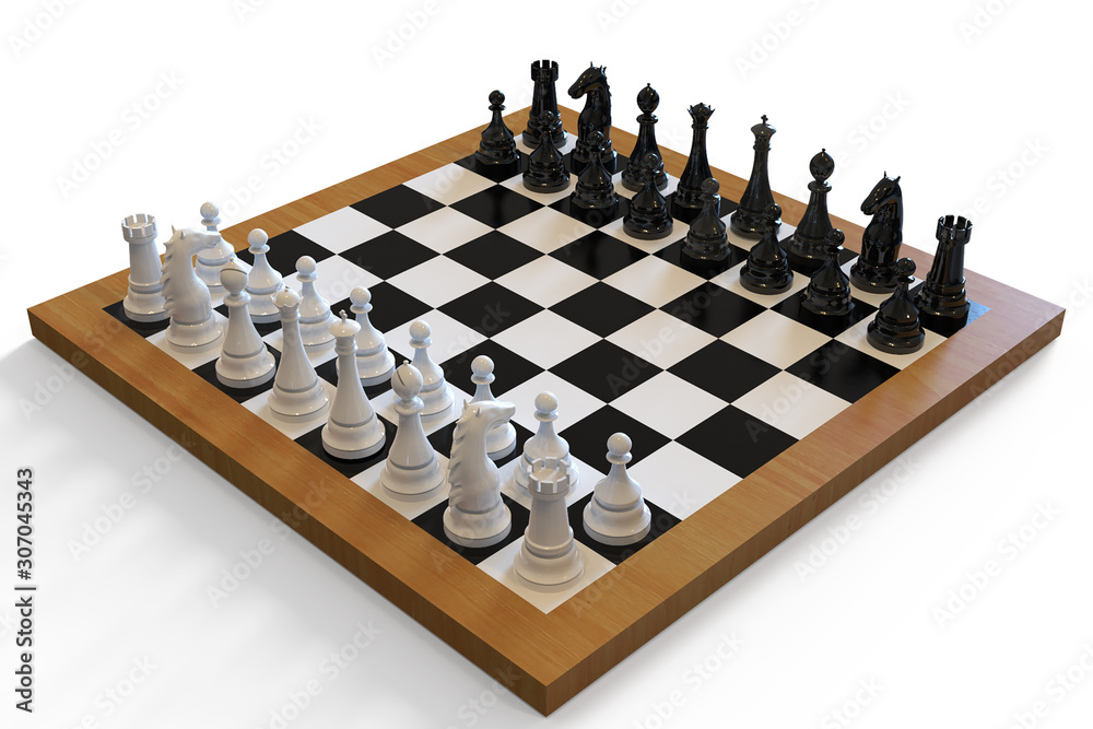 3d illustration. chess board and pieces 3d illustration. chess board and pieces