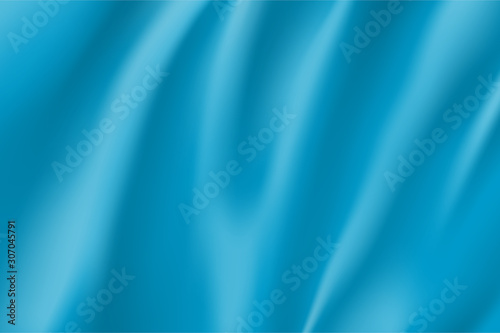 Realistic light blue silk surface for design. Color background for advertising and presentation. Blank rectangular flag template. Blue wavy satin fabric mockup. Branding object vector illustration.