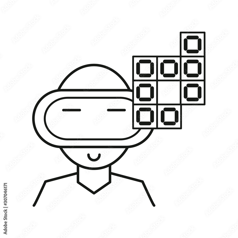 gamer with virtual reality mask