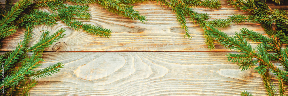 Christmas tree on a wooden Board. Space for text. Christmas tree on a wooden Board. Space for text.