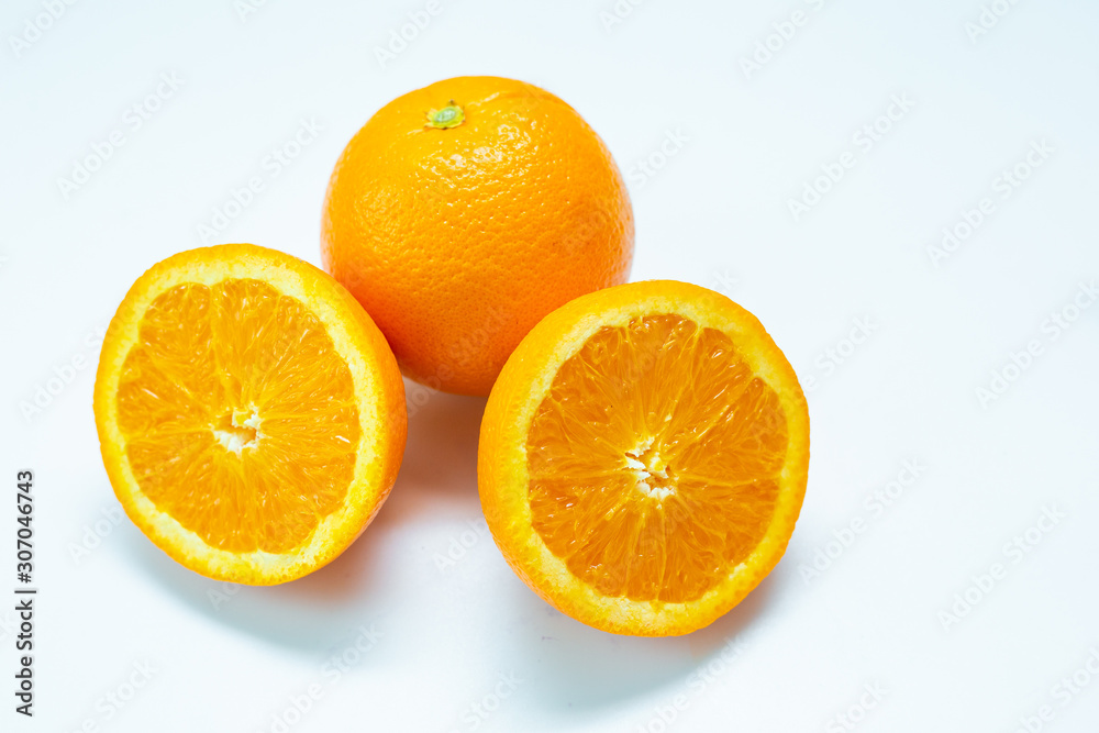 Fresh slice orange tropical fruit on white background Fresh slice orange tropical fruit on white background