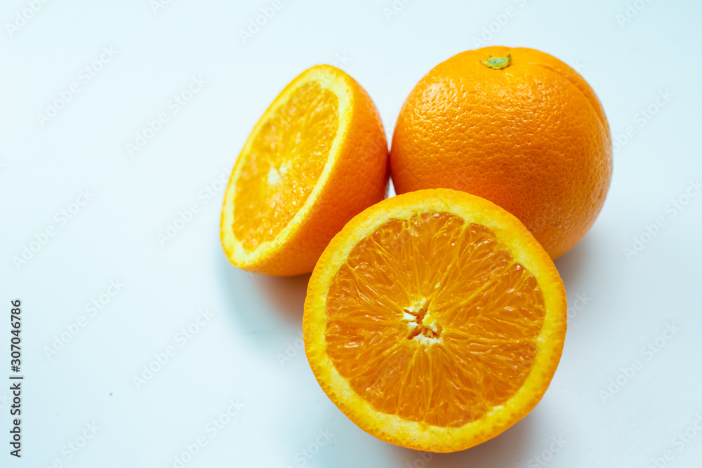 Fresh slice orange tropical fruit on white background Fresh slice orange tropical fruit on white background