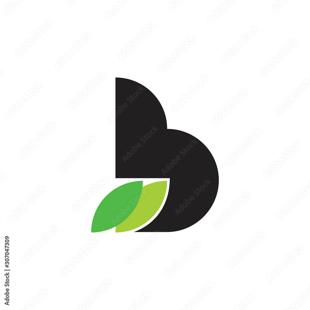 letter b geometric leaf green nature design vector letter b geometric leaf green nature design vector