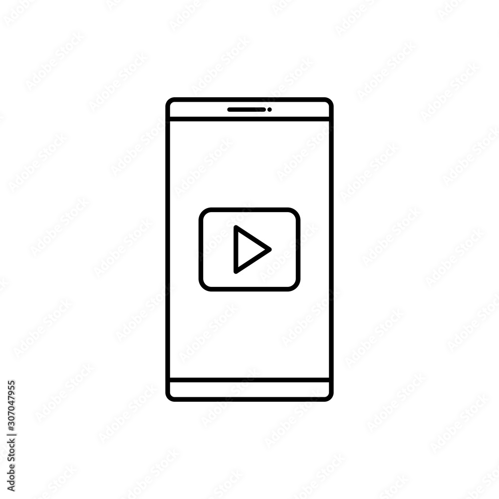 smartphone device with play symbol line style vector illustration design smartphone device with play symbol line style vector illustration design
