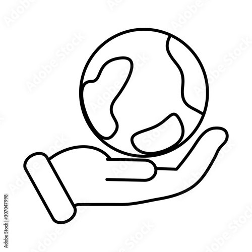 business hand lifting sphere planet