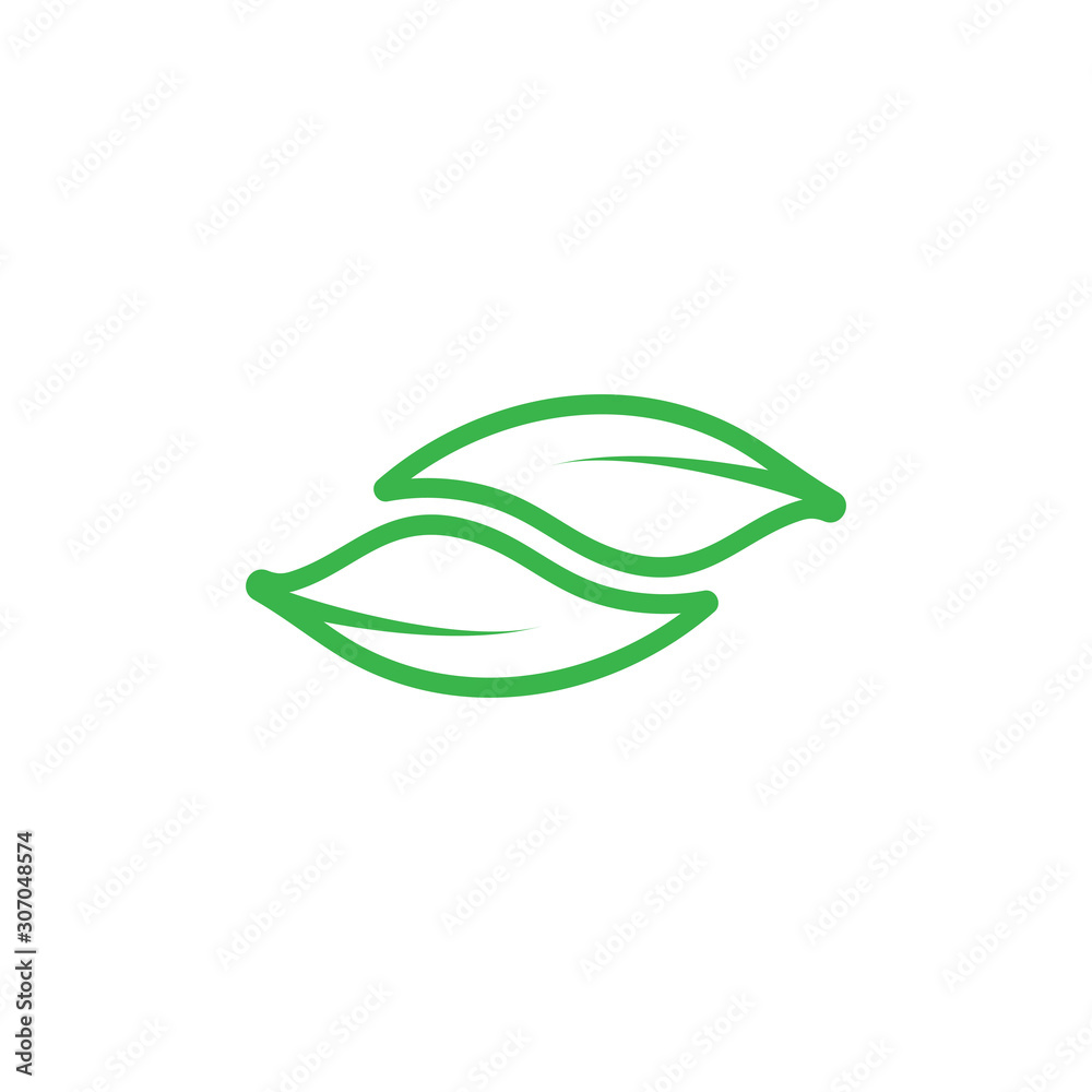 linked curves leaf nature symbol logo vector linked curves leaf nature symbol logo vector