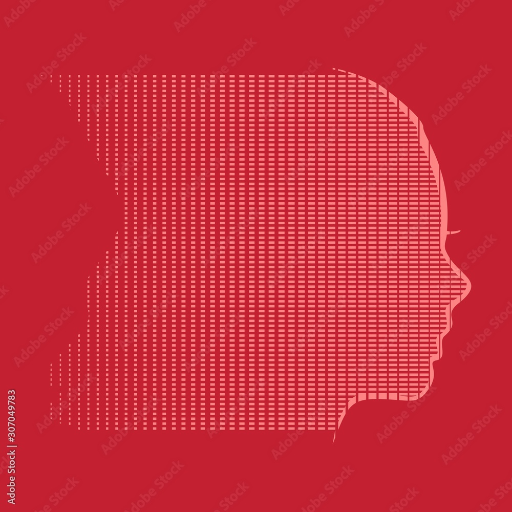 Face profile view. Elegant silhouette of a female head. Beautiful woman portrait. Thin line style