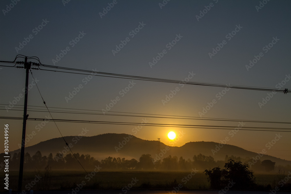 sunrise on mountain with background