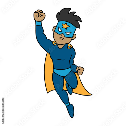 Cartoon Flying Superhero Vector Illustration