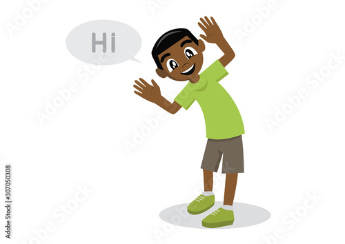 African Boy hi gesture.