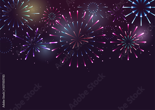 festival celebration, happy new year, firework night background, vector design