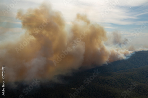 Extreme Australian bush fire aerial shot