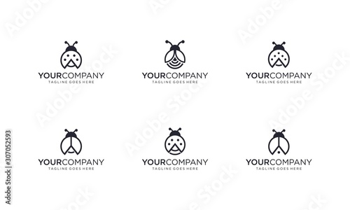 Lady bug logo design vector