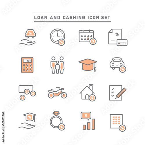LOAN AND CASHING ICON SET