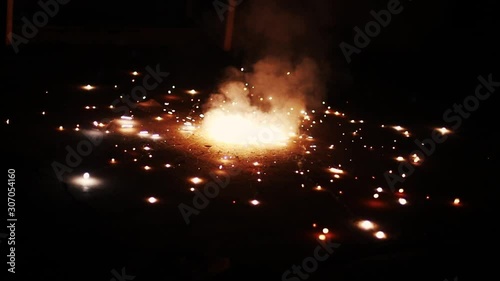 Children playing with firecrackers, Fireworks in the night, a celebration of the festival collection photo