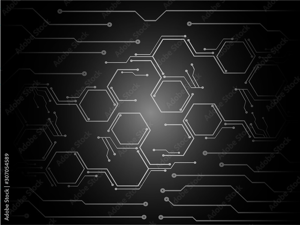 Black cyber circuit future technology concept background