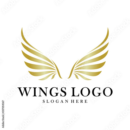 Luxury Wings Logo Design Vector Template. Icon Symbol. Illustration