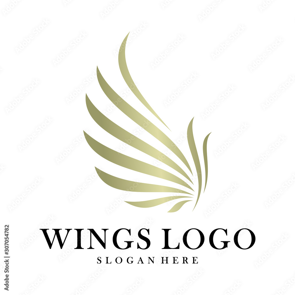 Luxury Wings Logo Design Vector Template. Icon Symbol. Illustration