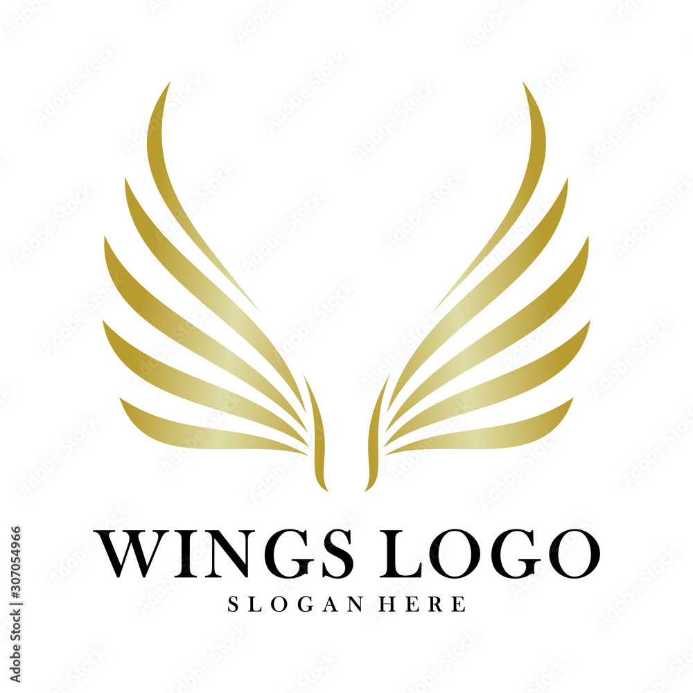 Obraz premium Luxury Wings Logo Design Vector Template. Icon Symbol. Illustration