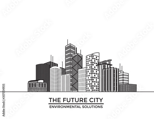 Smart city banner, Modern buildings .Homes and offices in urban areas. Business, economy and finances concept.