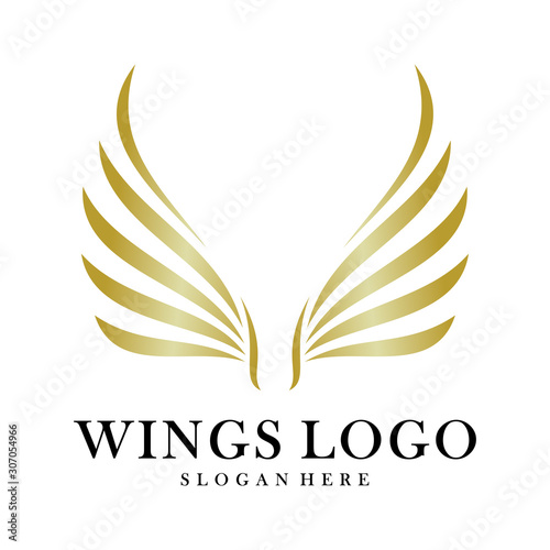 Luxury Wings Logo Design Vector Template. Icon Symbol. Illustration