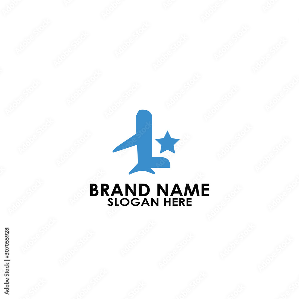 Obraz premium logo letter l with icon airplane vector design