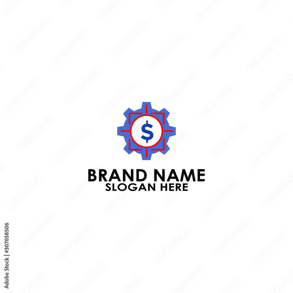logo dollar contruction with sniper icon design vector 