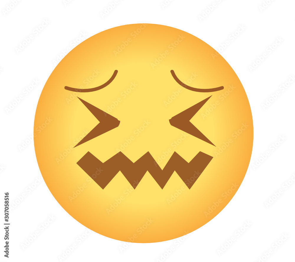 Sad confused face of yellow emoji. Yellow face emoticon with pwnd face