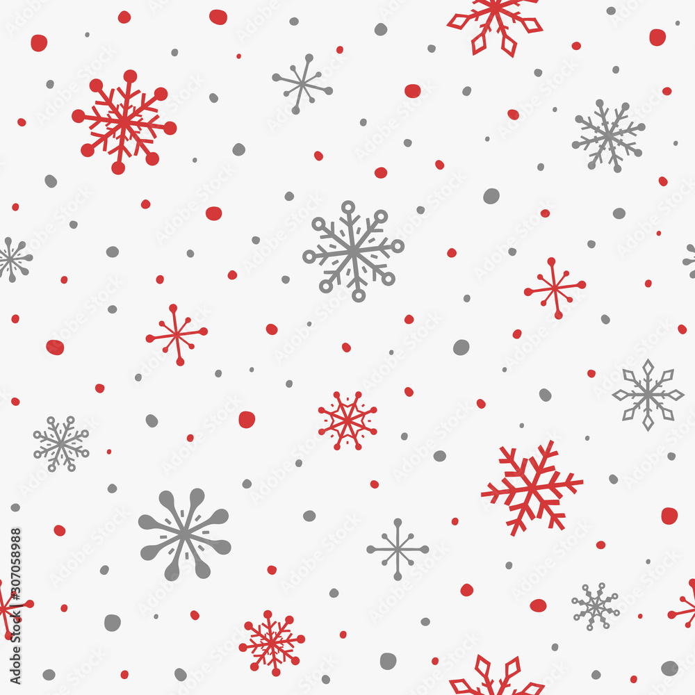 Christmas texture with simple snowflakes. Winter background or
