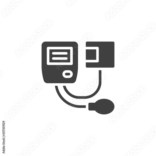 Blood pressure meter vector icon. filled flat sign for mobile concept and web design. Medical blood pressure cuff glyph icon. Symbol, logo illustration. Vector graphics