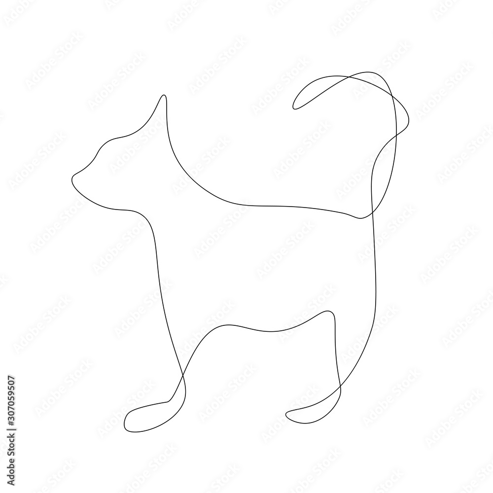 Cat silhouette one line drawing on white background, vector illustration Cat silhouette one line drawing on white background, vector illustration