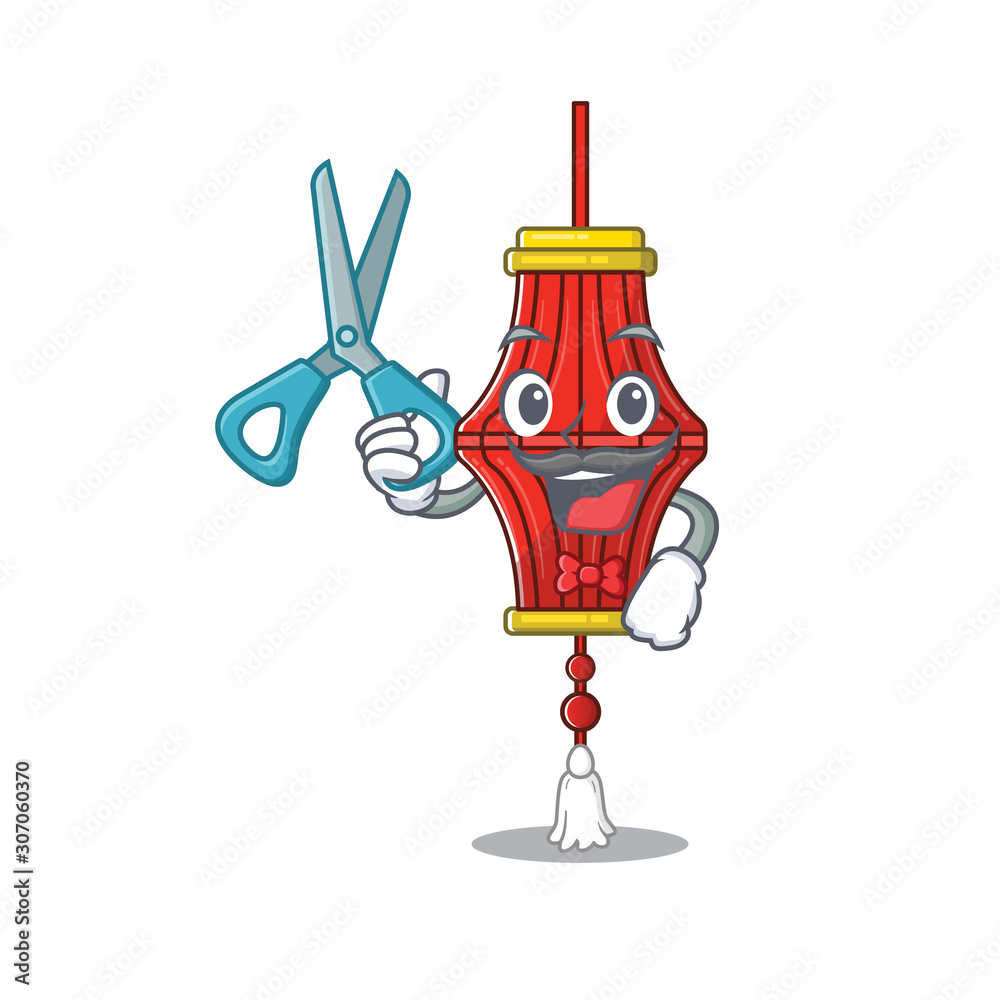 Φωτογραφία Happy Barber chinese paper lanterns mascot cartoon character style