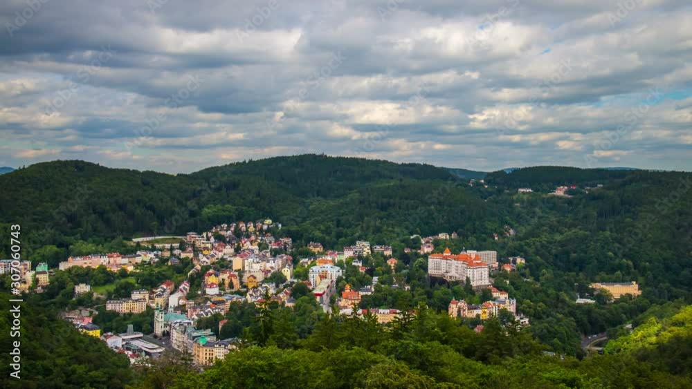 Karlovy Vary (Karlsbad) Czech Republic. Moving clouds panoramic timelapse. Karlovy Vary (Karlsbad) Czech Republic. Moving clouds panoramic timelapse.