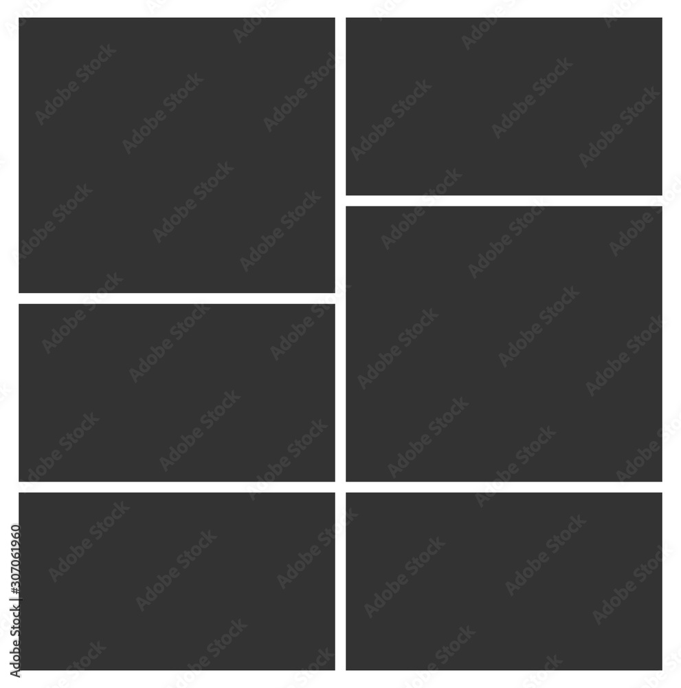 Photo collage. Six parts. Template photo frames. Vector Illustration. Photo collage. Six parts. Template photo frames. Vector Illustration.