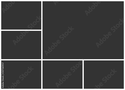 Templates collage six frames photos parts. Vector poster frame mockup. Six photos.